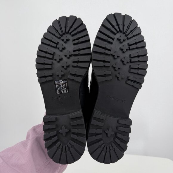 Everlane The Lug Loafer in Black Leather size 7 Women's Chunky Heel - Picture 11 of 13
